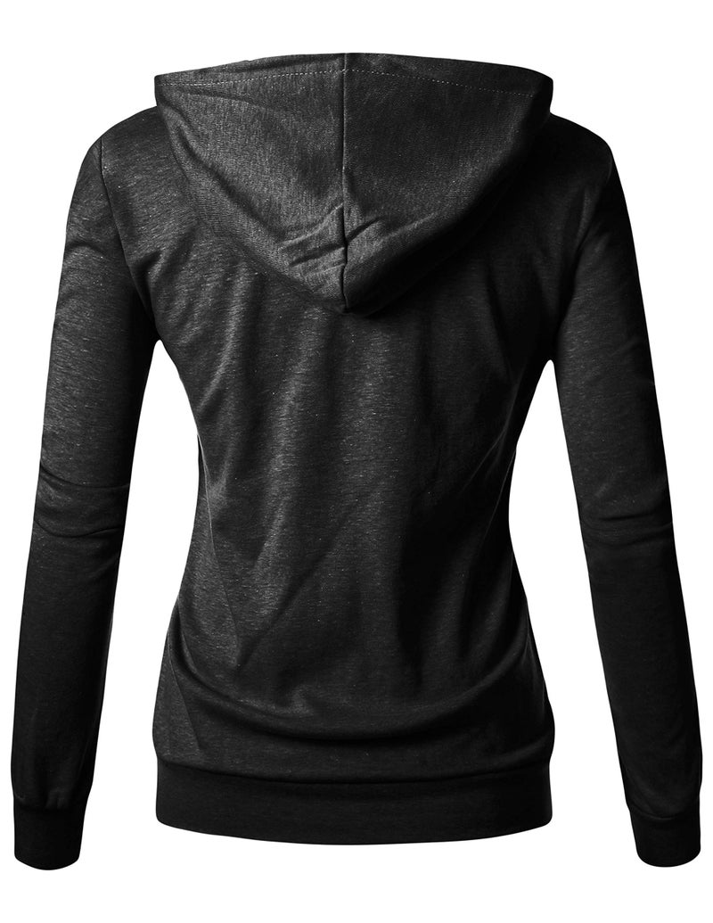 GIVON Women's Lightweight Zip Up Hoodie â€“ Long Sleeve Thin Casual Hooded Jacket, Plus DCF200-CHARCOAL-2XL - Image 3